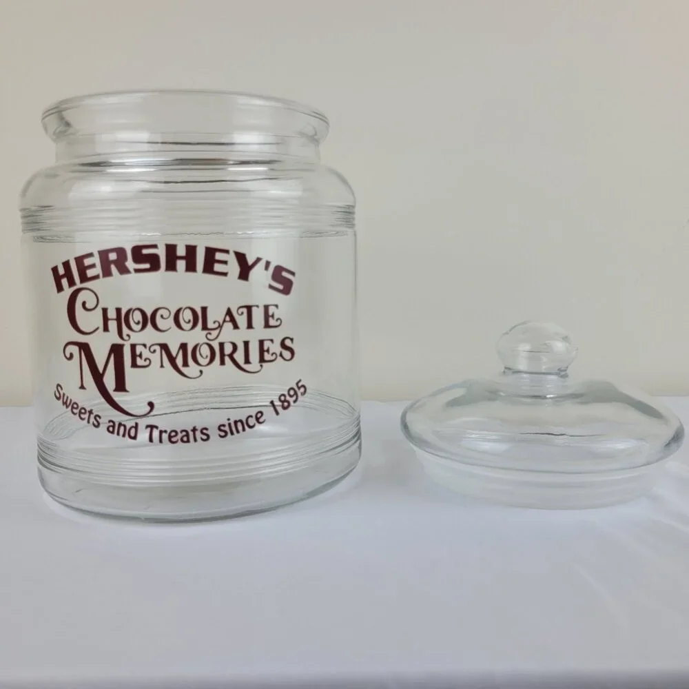 Vintage Hershey’s Chocolate Memories Sweets Treats 1895 Glass cookie jar Lid 90s - Picture 16 of 16